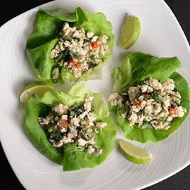 Chicken Larb in Lettuce Cups
