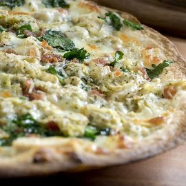 Spinach, Artichoke and Bacon Pizza