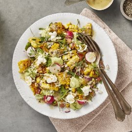 Elote Salad with Radish, Avocado, Lime and Cotija